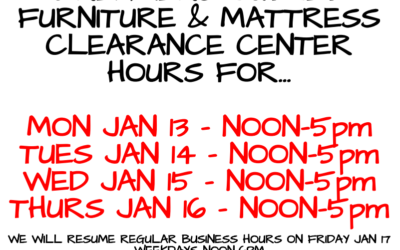 Special hours January 13 thru January 16, 2025